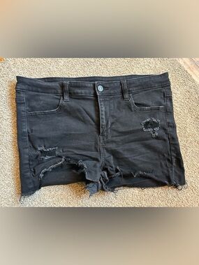 American Eagle Outfitters Black Distressed Cutoff Denim Shorts
